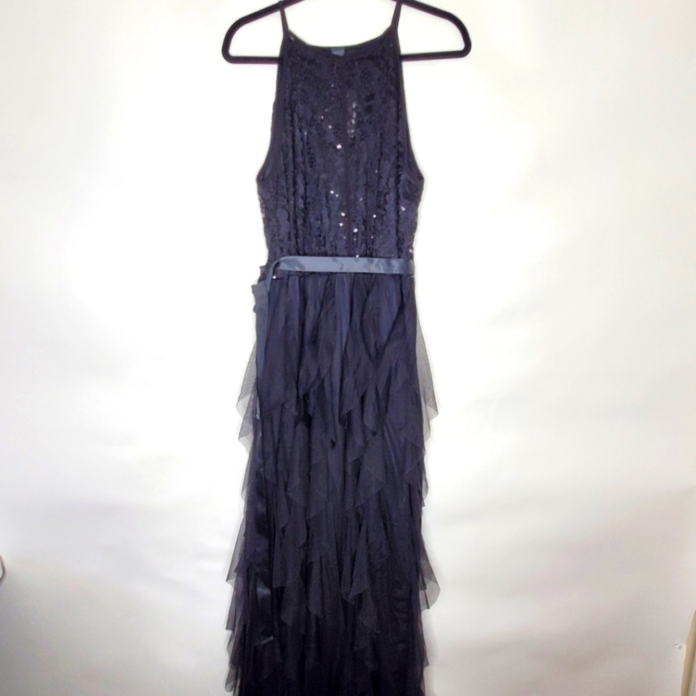 Candalite Sequin Lace Maxi Dress Size 1X Tiered Tulle Skirt Evening‎ Gown NEW - Picture 6 of 16